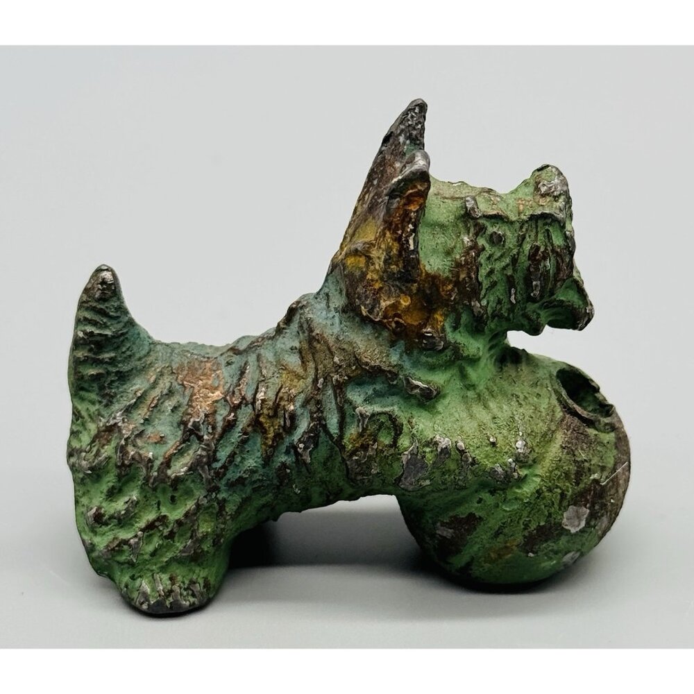Vintage Fala Scottie‎ Dog Cast Metal Pencil Holder Scottish Terrier With Ball - Picture 1 of 7